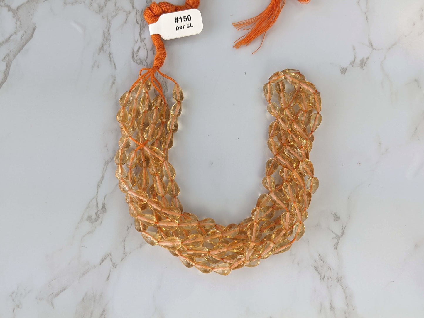 Yellow Citrine 8x6mm Center Drilled Teardrop Briolettes