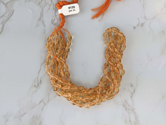 Yellow Citrine 8x6mm Center Drilled Teardrop Briolettes