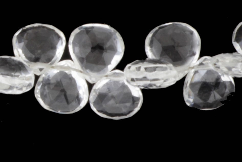 Clear Rock Crystal Quartz 6mm Faceted Heart Shaped Briolettes