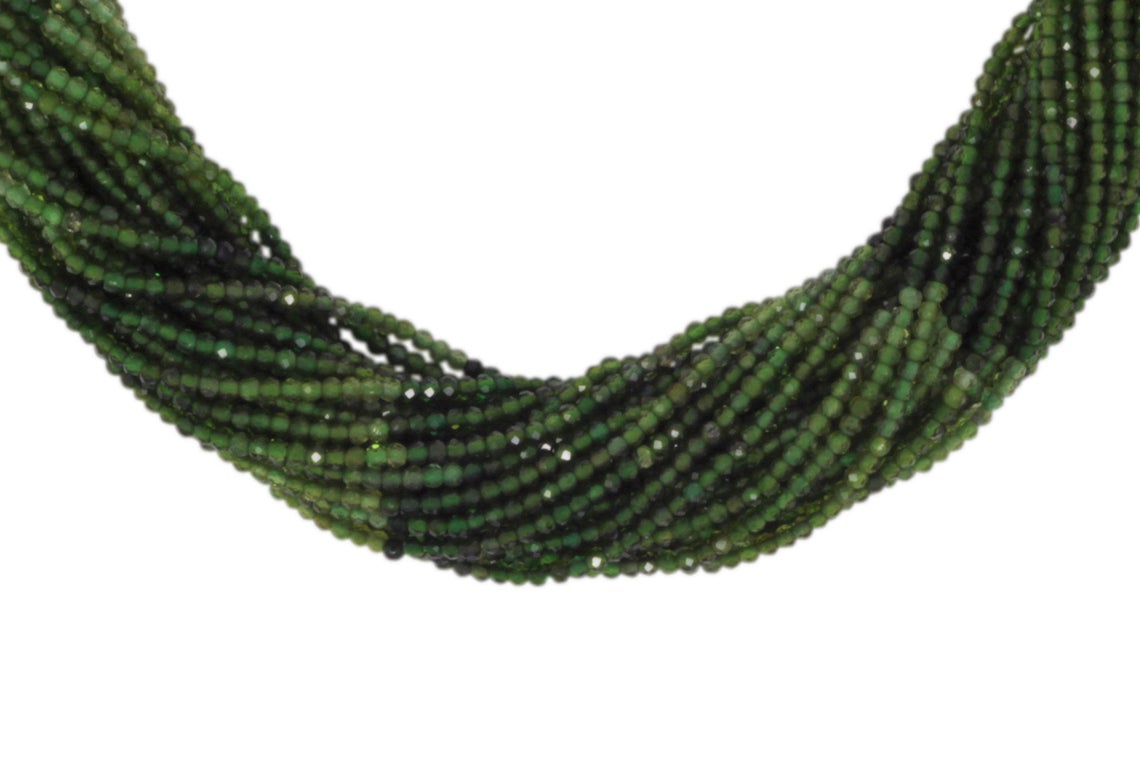 Ombre Green Tourmaline 2.5mm Faceted Rounds