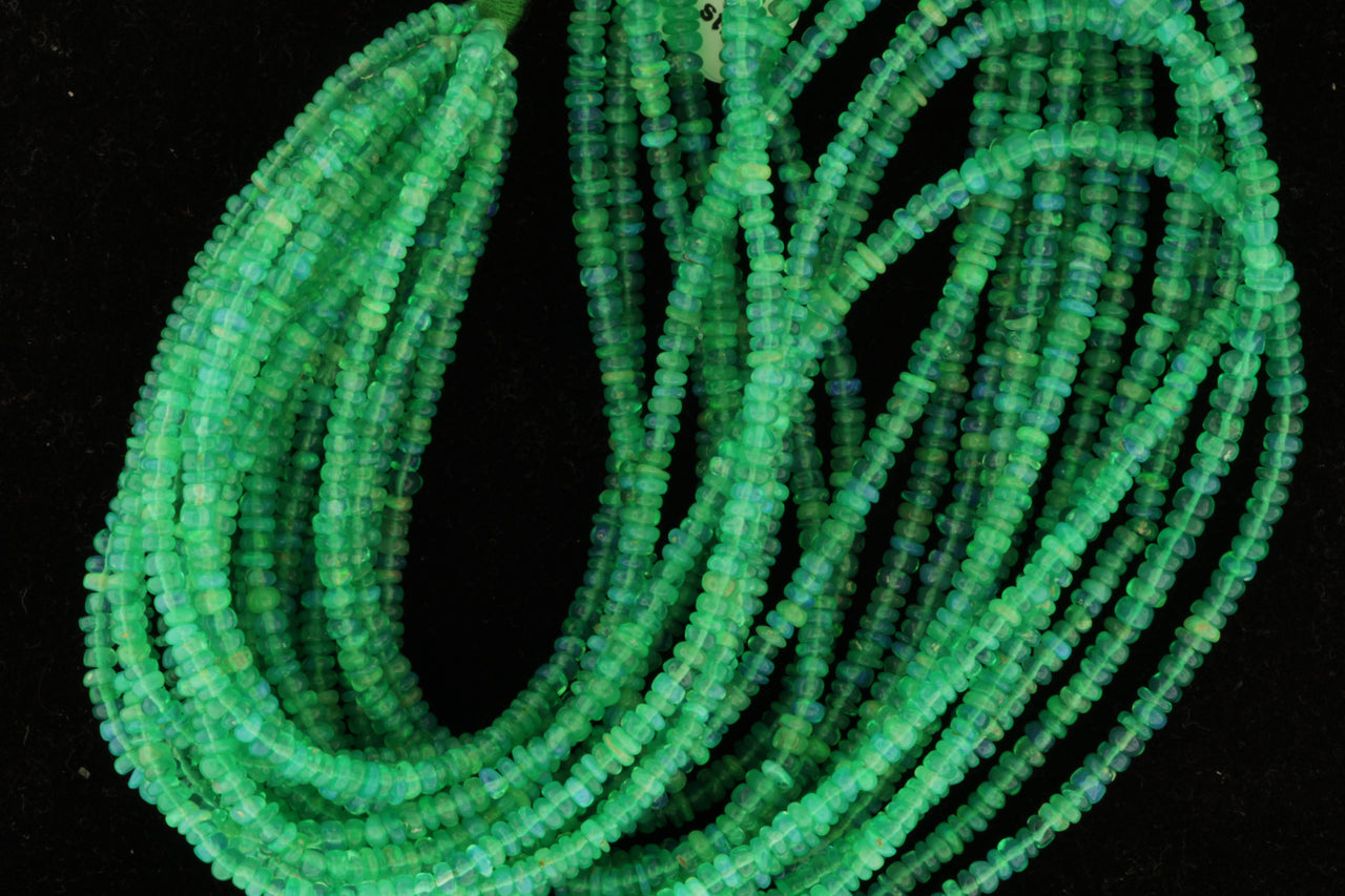 Green Ethiopian Opal 2.5mm Smooth Rondelles