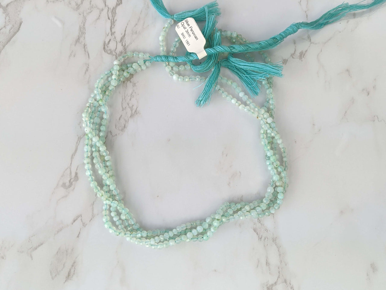 Blue Peruvian Opal 3mm Faceted Rounds