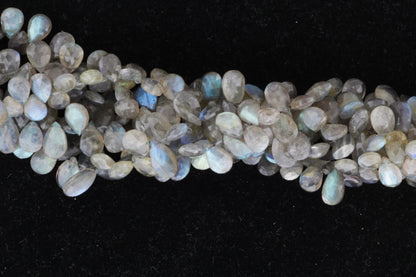 Blue Labradorite 9x6mm Faceted Pear Shaped Briolettes