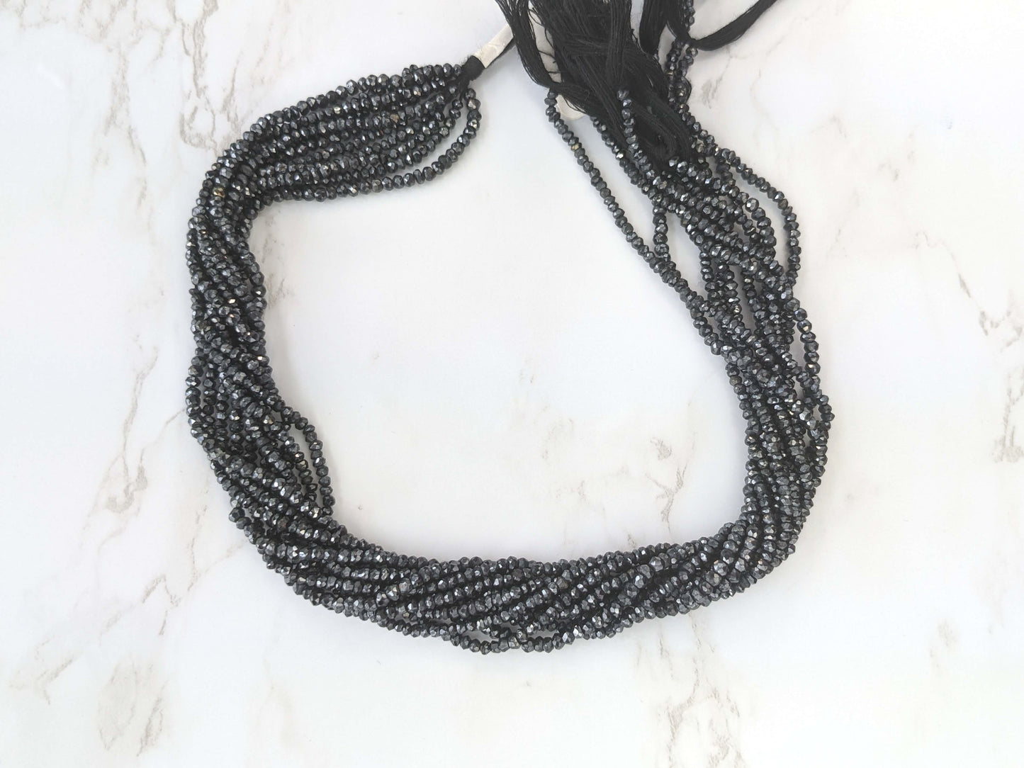Coated Black Spinel 2.5mm Faceted Rondelles