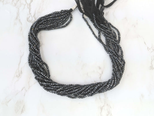 Coated Black Spinel 2.5mm Faceted Rondelles