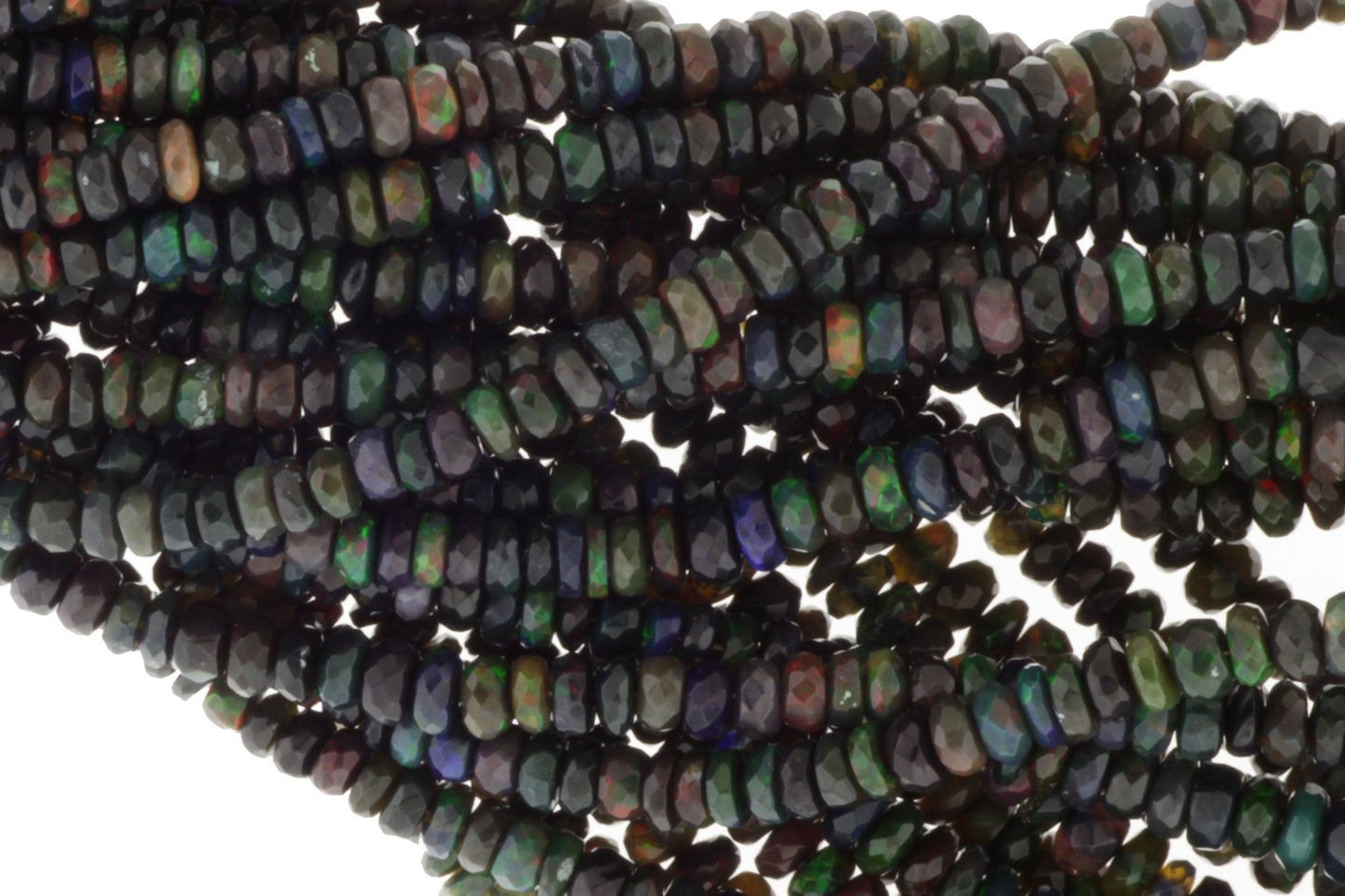Black Ethiopian Opal 3.5mm Faceted Rondelles