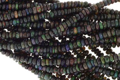Black Ethiopian Opal 3.5mm Faceted Rondelles