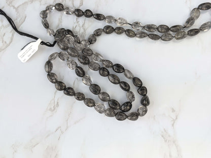 Black Tourmalinated Quartz 10x8mm Smooth Nuggets