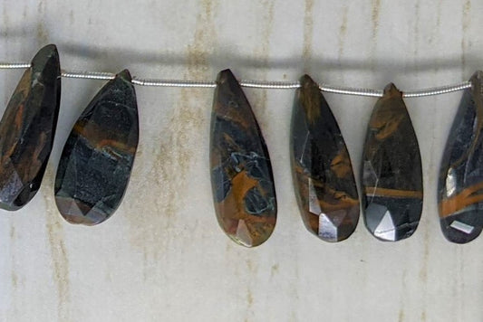 Fire Agate 22x10mm Faceted Pear Shaped Briolettes