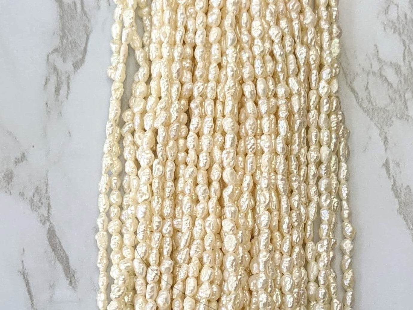 White Freshwater Pearl 4x2mm Biwa Sticks