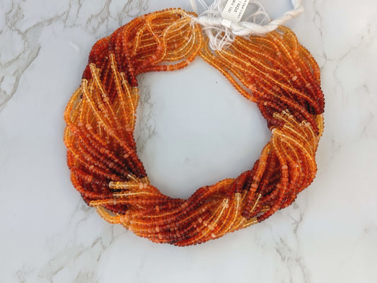Ombre Orange Mexican Fire Opal 3.5mm Faceted Rondelles