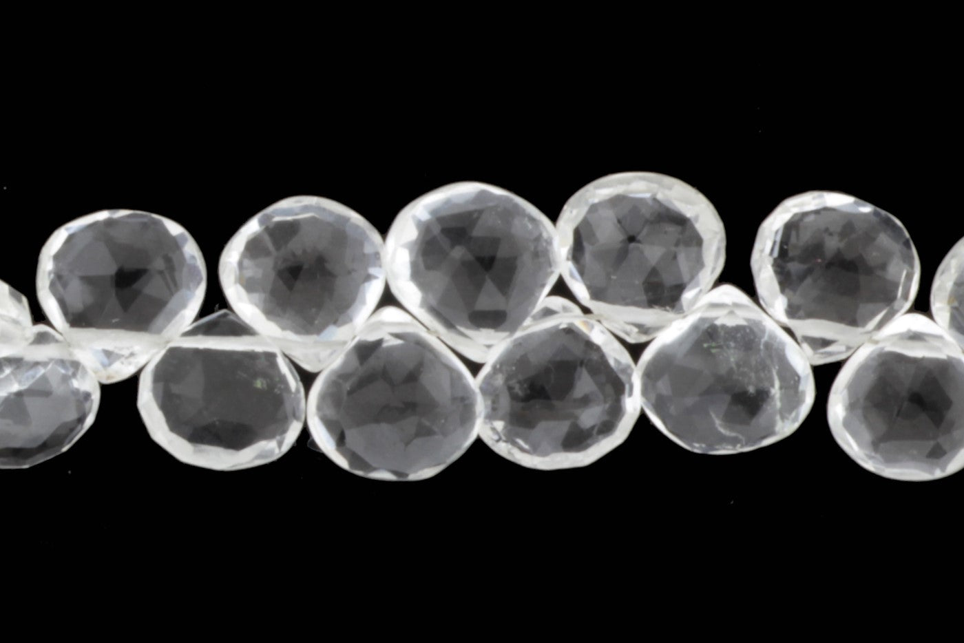 Clear Rock Crystal Quartz 9mm Faceted Heart Shaped Briolettes