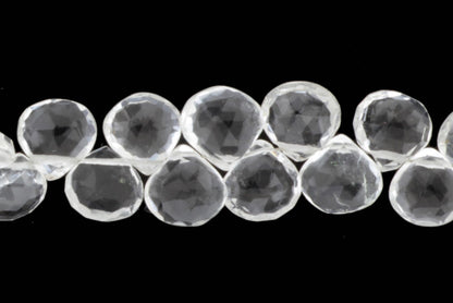 Clear Rock Crystal Quartz 9mm Faceted Heart Shaped Briolettes
