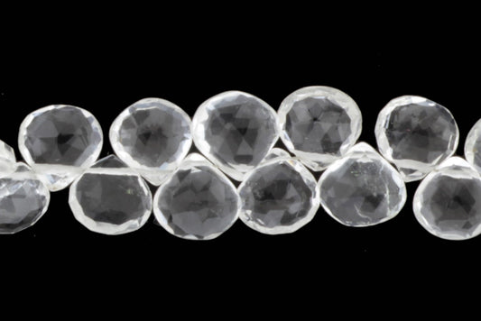 Clear Rock Crystal Quartz 9mm Faceted Heart Shaped Briolettes