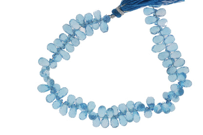 Swiss Blue Topaz 8x5mm Faceted Teardrop Briolettes Bead Strand