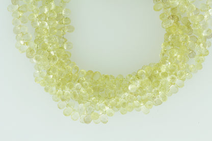Yellow Lemon Quartz 6x4mm Faceted Teardrop Briolettes