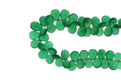 Green Onyx 12x8mm Faceted Pear Shaped Briolettes