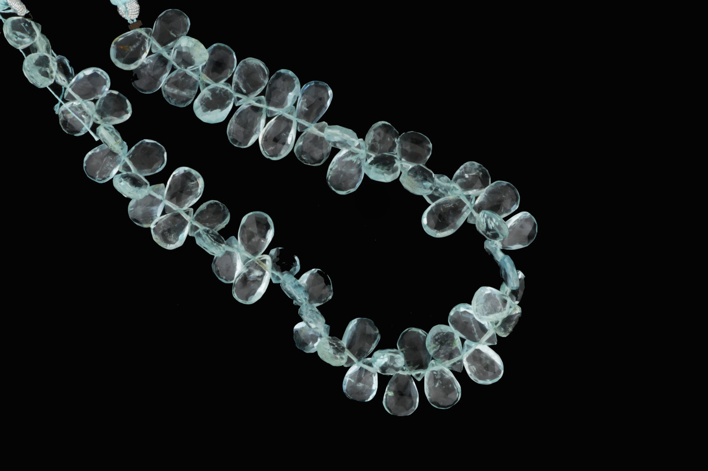 Blue Aquamarine 9x6mm Faceted Pear Shaped Briolettes
