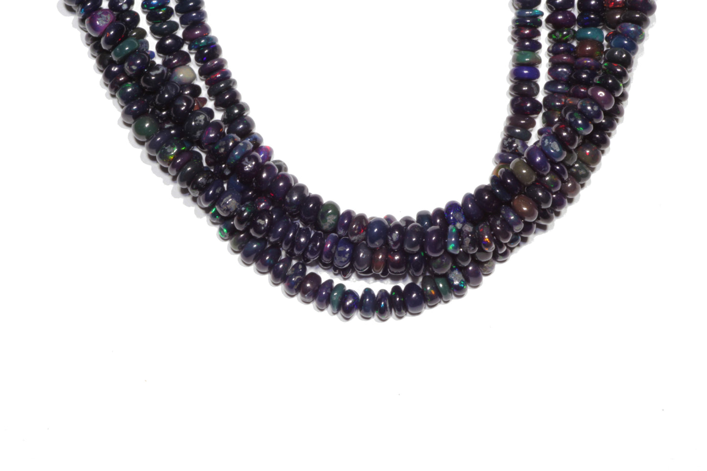 Black Ethiopian Opal 4mm Smooth Rondelles