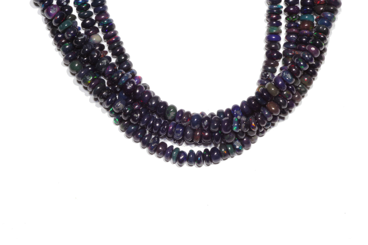 Black Ethiopian Opal 6mm Smooth Rondelles