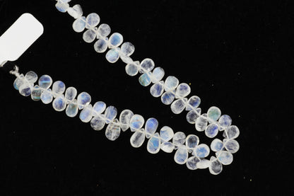 Blue Rainbow Moonstone 7x5mm Faceted Pear Shaped Briolettes