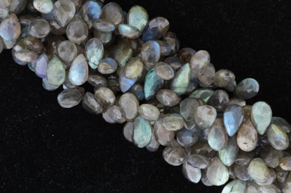 Blue Labradorite 14x9mm Faceted Pear Shaped Briolettes