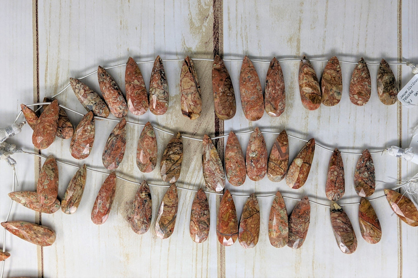 Brown Jasper 22x12mm Faceted Pear Shaped Briolettes