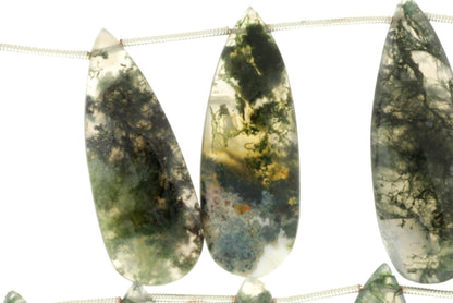 Green Moss Agate 28x12mm Faceted Pear Shaped Briolettes