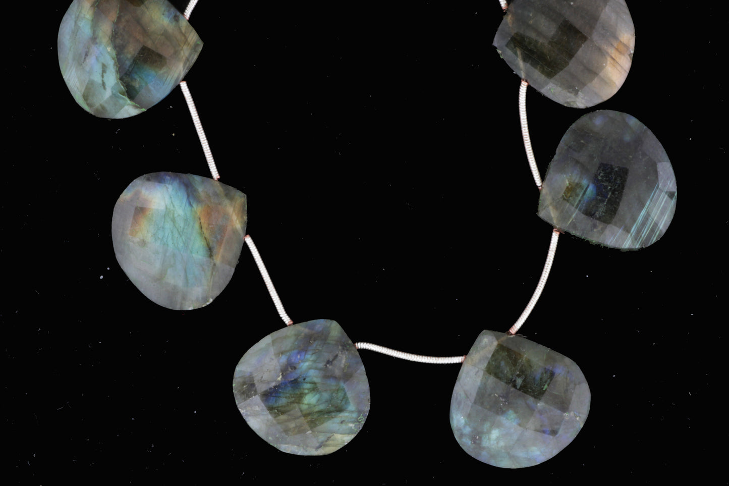 Blue Labradorite 20mm Faceted Heart Shaped Briolettes