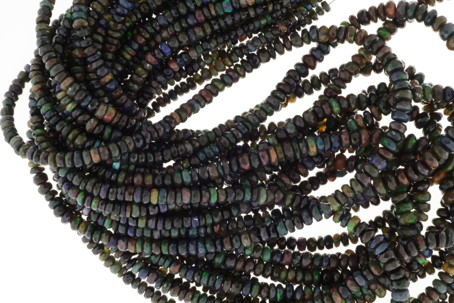Black Ethiopian Opal 3.5mm Faceted Rondelles