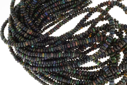 Black Ethiopian Opal 3.5mm Faceted Rondelles