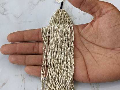 Silver Plated Pyrite 2mm Faceted Rounds