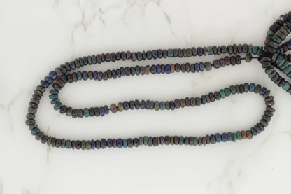 Black Ethiopian Opal 4mm Smooth Rondelles