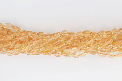 Yellow Citrine 7x5mm Center Drilled Teardrop Briolettes