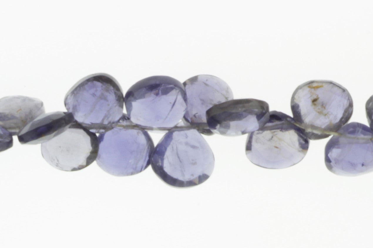 Blue Iolite 7mm Faceted Heart Shaped Briolettes