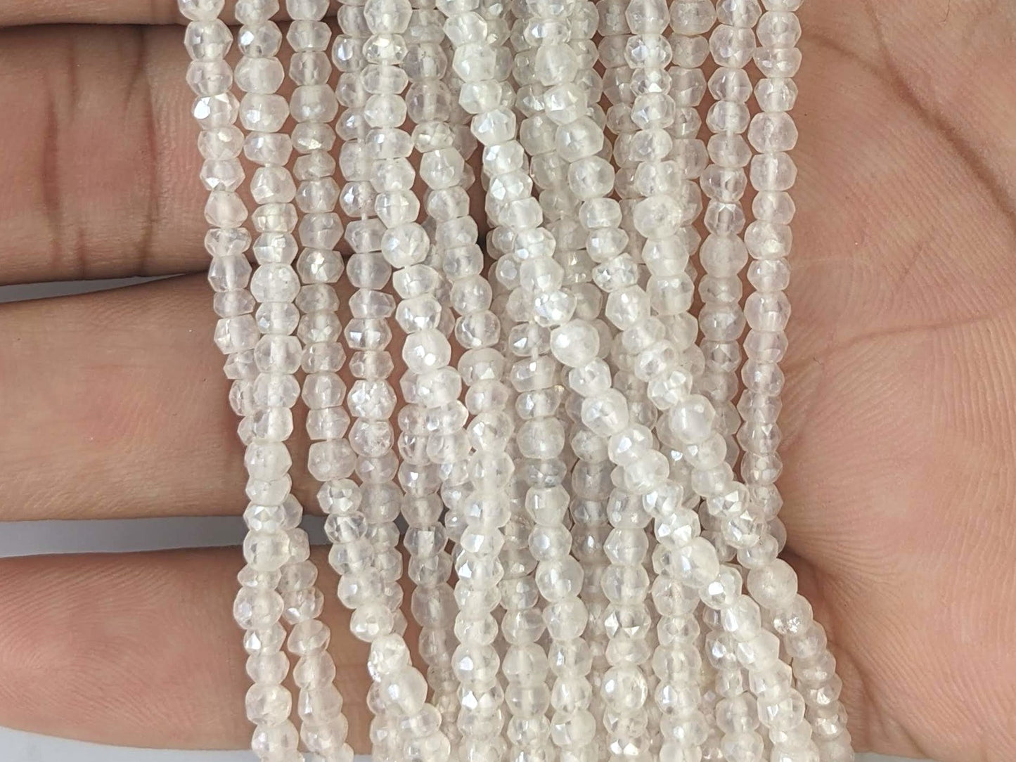 Coated White Moonstone 3.5mm Faceted Rondelles