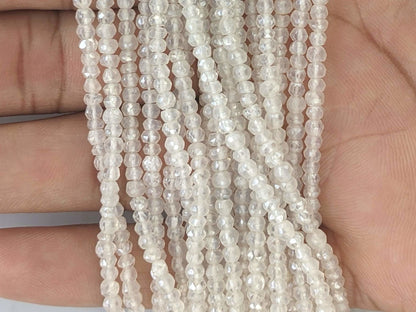 Coated White Moonstone 3.5mm Faceted Rondelles