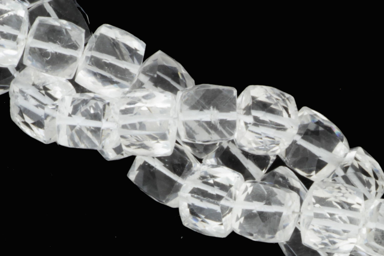 Clear Rock Crystal Quartz 7mm Faceted Cubes