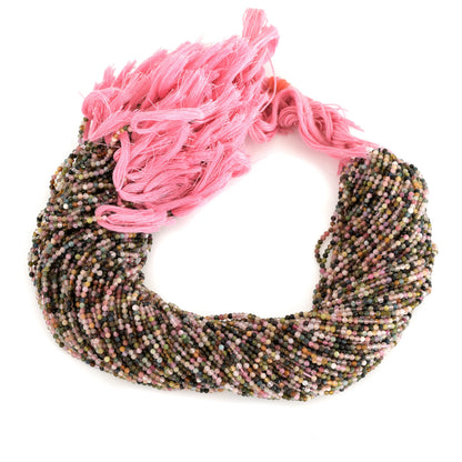 Confetti Watermelon Tourmaline 2mm Faceted Rounds