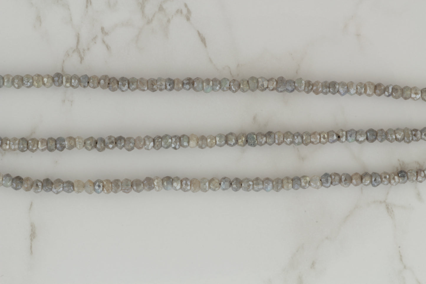 Coated Labradorite 4mm Faceted Rondelles
