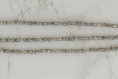 Coated Labradorite 4mm Faceted Rondelles