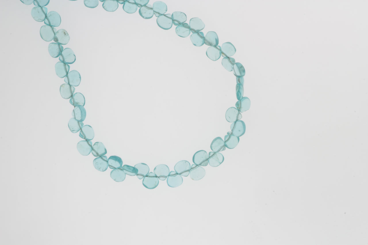 Sea Blue Apatite 5mm Smooth Heart Shaped Briolettes