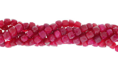 Dark Hot Pink Chalcedony 6mm Faceted Cubes