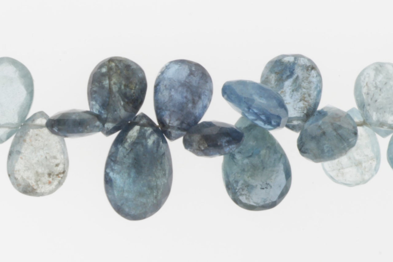 Blue Moss Aquamarine 11x8mm Faceted Pear Shaped Briolettes