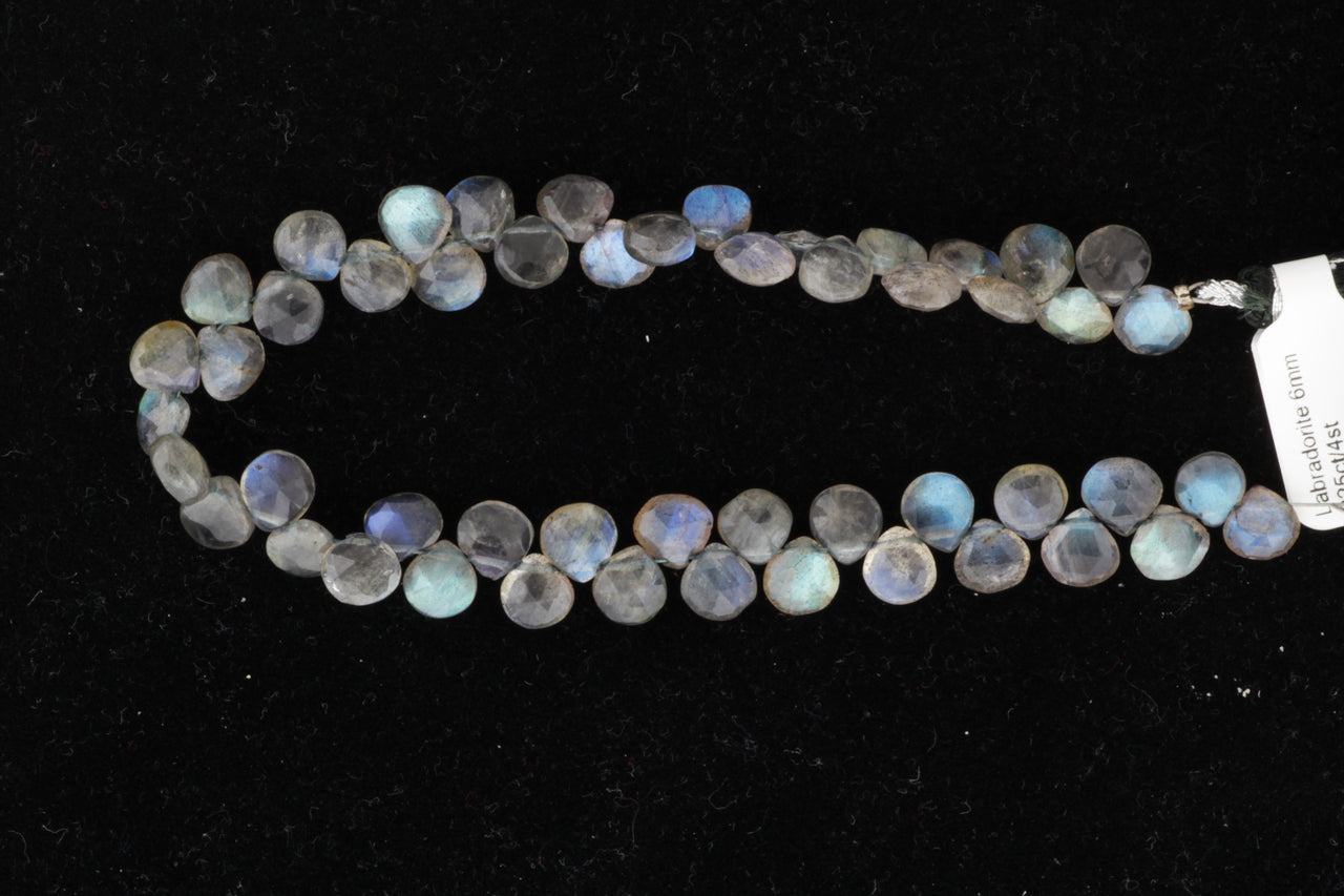Blue Labradorite 6mm Faceted Heart Shaped Briolettes