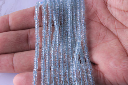 Blue Aquamarine 3.5mm Faceted Rondelles