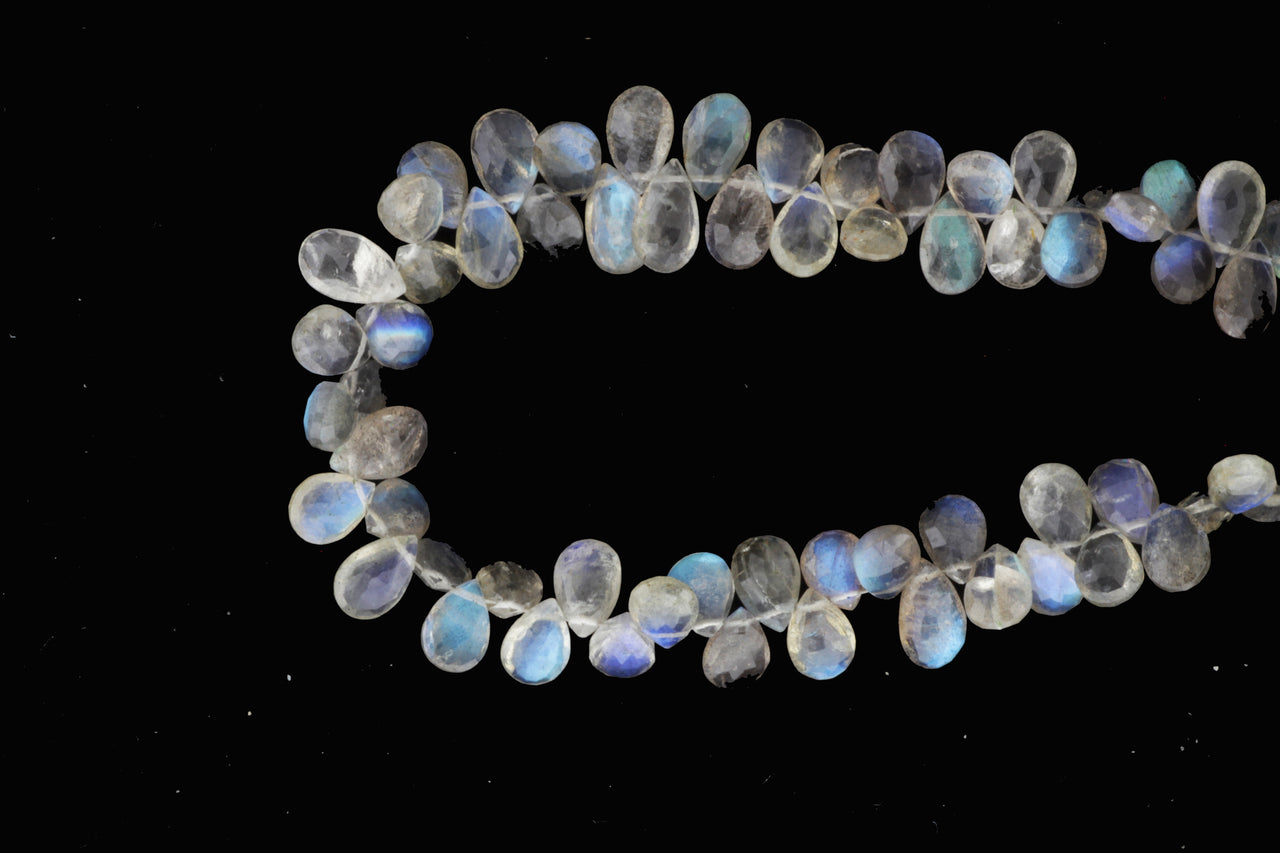 AA Blue Labradorite 6x9mm Faceted Pear Shaped Briolettes