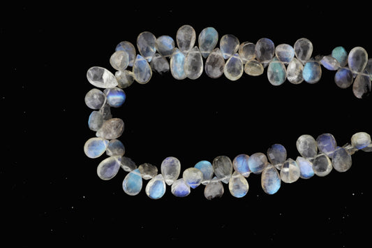 AA Blue Labradorite 6x9mm Faceted Pear Shaped Briolettes