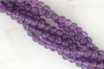 Purple Amethyst 3mm Faceted Rounds