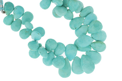 Natural Blue Turquoise 15x12mm Faceted Pear Shaped Briolettes